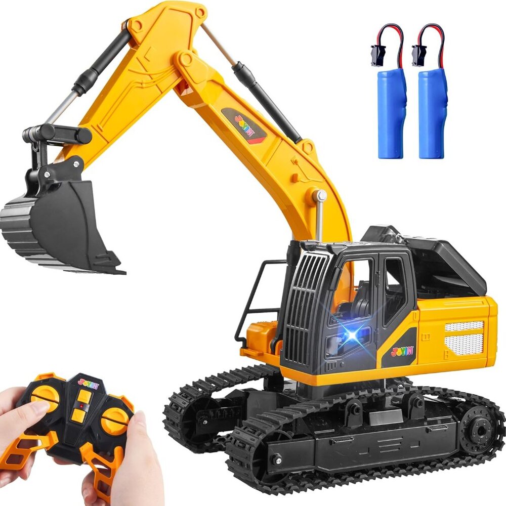 Remote Control Excavator Toys for Boys, 2.4Ghz RC Excavator Toy with Light, Cons